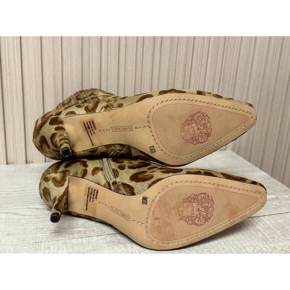 Vince Camuto Womens Ambind Ankle Boots Stiletto Cow Hair Leopard Zip Up 8M - Picture 13 of 15